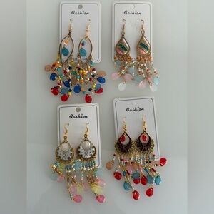 Bohemian Multi-Color Teardrop Dangle Earrings -